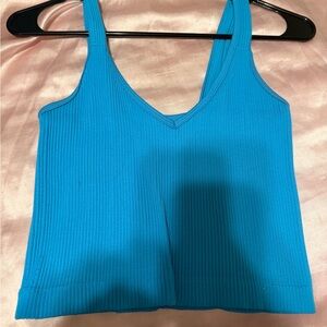Blue Ribbed Women's Top